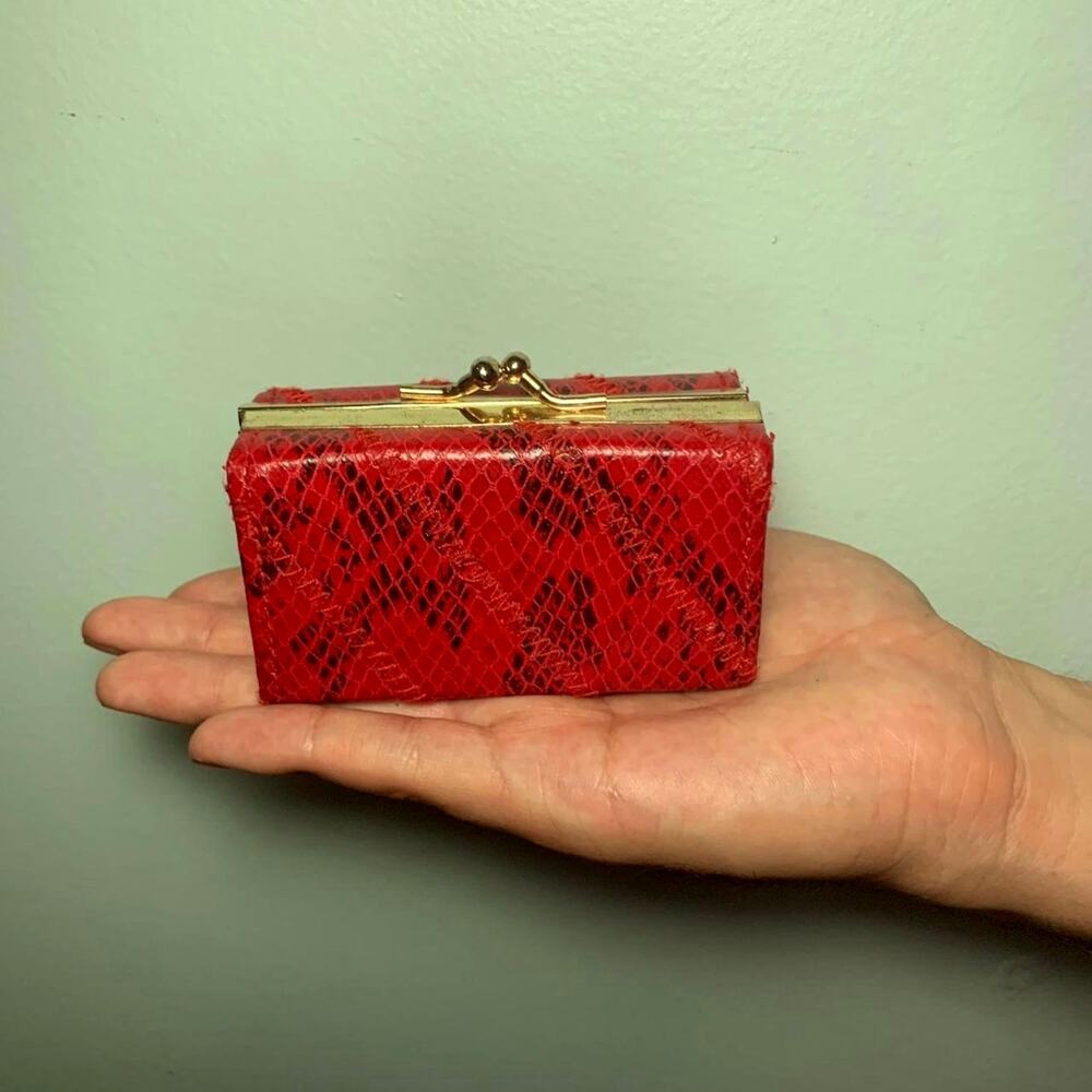 1970s Roger Gimbel Snakeskin Mini Structured Clasp Bag